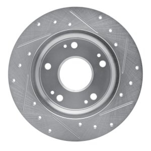 Honda CR-Z Brake Rotor (1) - Rear Left - R1 Concepts - Drilled & Slotted - Silver - `11-`15